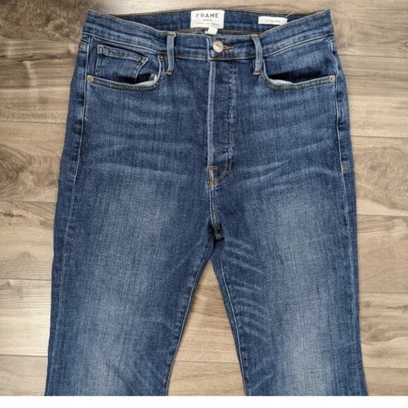 Frame Denim Le Crop Flare Blue Jeans Size 30 Button Fly Sunrise Park - 30 - Picture 10 of 13